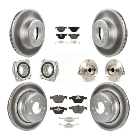 Front Rear Hub Bearings Assembly Coated Disc Brake Rotors And Ceramic Pads Kit (10Pc) For 2010 BMW 528i KBB-120827 by Transit Auto