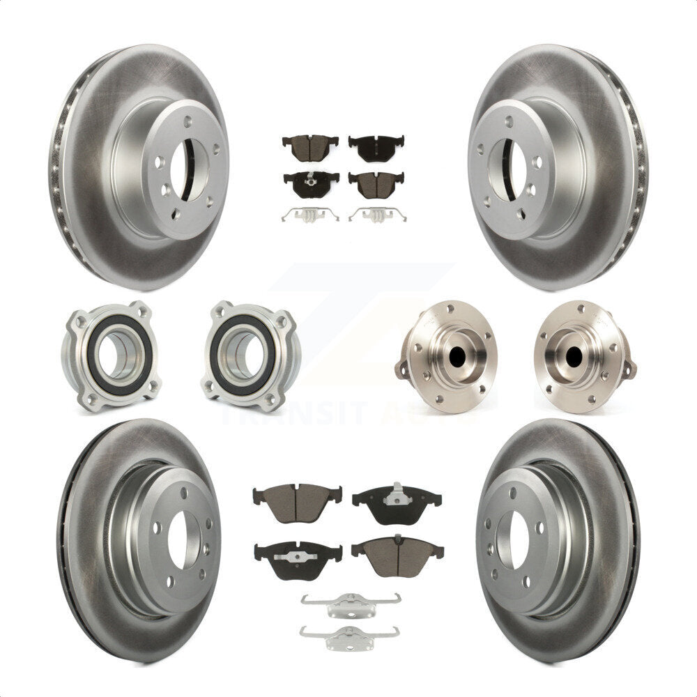 Front Rear Hub Bearings Assembly Coated Disc Brake Rotors And Ceramic Pads Kit (10Pc) For BMW 530i 525i 528i KBB-120828 by Transit Auto