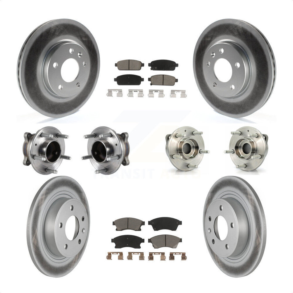 Front Rear Hub Bearings Assembly Coated Disc Brake Rotors And Ceramic Pads Kit (10Pc) For Chevrolet Cruze Buick Verano Volt KBB-120829 by Transit Auto