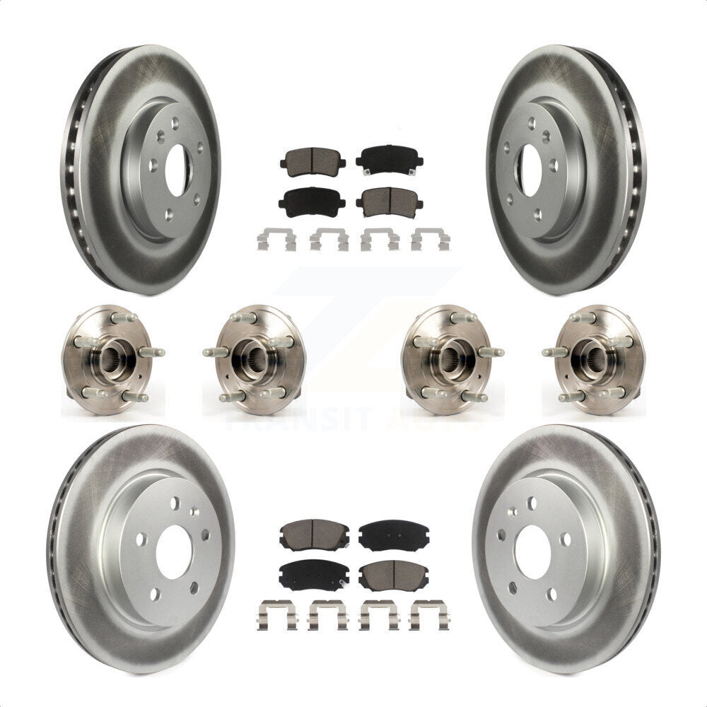 Front Rear Hub Bearings Assembly Coated Disc Brake Rotors And Ceramic Pads Kit (10Pc) For 2018-2019 Chevrolet Impala KBB-120854 by Transit Auto