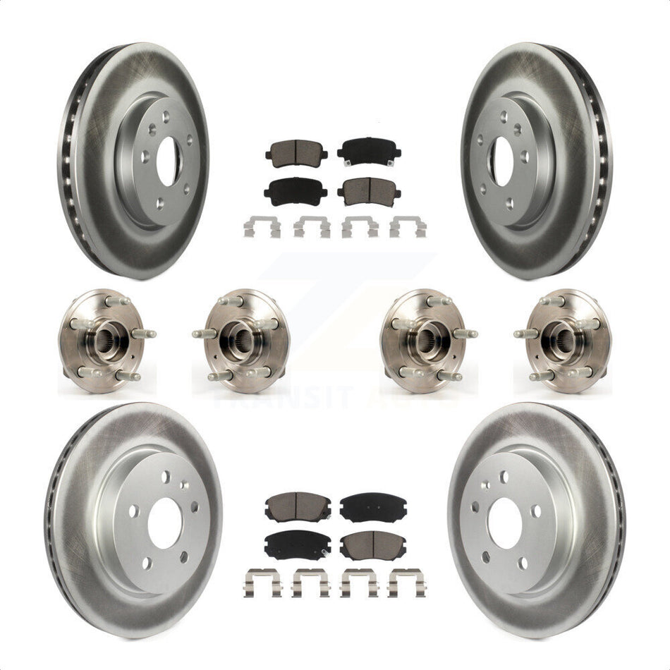 Front Rear Hub Bearings Assembly Coated Disc Brake Rotors And Ceramic Pads Kit (10Pc) For 2018-2019 Chevrolet Impala KBB-120854 by Transit Auto
