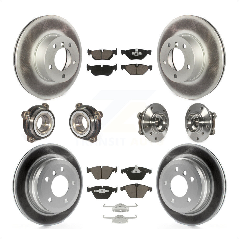 Front Rear Hub Bearings Assembly Coated Disc Brake Rotors And Ceramic Pads Kit (10Pc) For 2013-2014 BMW X1 xDrive28i with AWD KBB-120867 by Transit Auto