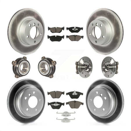 Front Rear Hub Bearings Assembly Coated Disc Brake Rotors And Ceramic Pads Kit (10Pc) For 2013-2014 BMW X1 xDrive28i with AWD KBB-120867 by Transit Auto