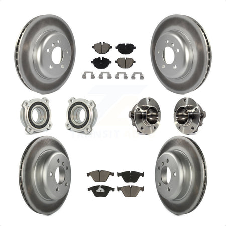 Front Rear Hub Bearings Assembly Coated Disc Brake Rotors And Ceramic Pads Kit (10Pc) For BMW 535i KBB-120870 by Transit Auto