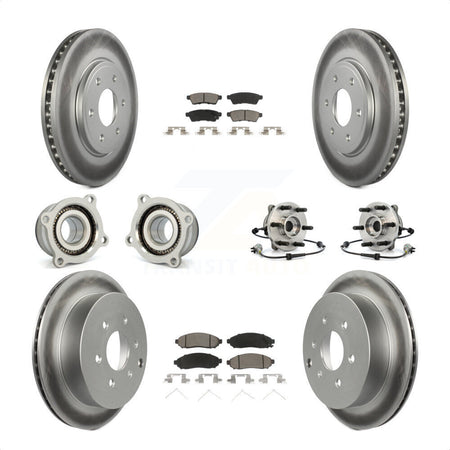 Front Rear Hub Bearings Assembly Coated Disc Brake Rotors And Ceramic Pads Kit (10Pc) For Nissan Frontier KBB-120873 by Transit Auto