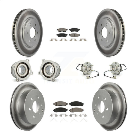 Front Rear Hub Bearings Assembly Coated Disc Brake Rotors And Ceramic Pads Kit (10Pc) For Nissan Frontier Xterra Suzuki Equator KBB-120874 by Transit Auto