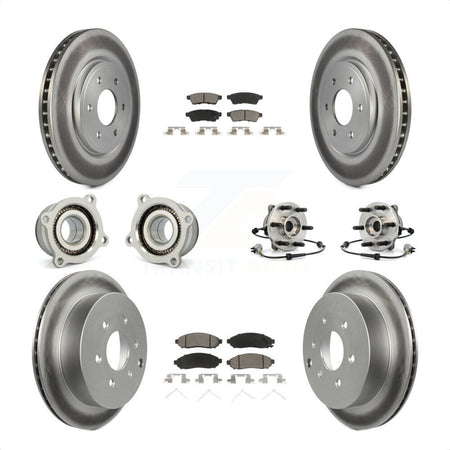 Front Rear Hub Bearings Assembly Coated Disc Brake Rotors And Ceramic Pads Kit (10Pc) For Nissan Frontier Xterra Suzuki Equator KBB-120875 by Transit Auto