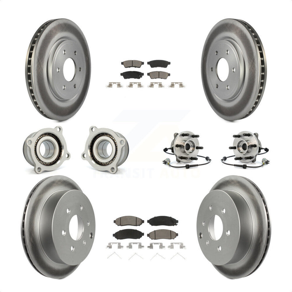 Front Rear Hub Bearings Assembly Coated Disc Brake Rotors And Ceramic Pads Kit (10Pc) For Nissan Frontier Xterra Suzuki Equator KBB-120875 by Transit Auto