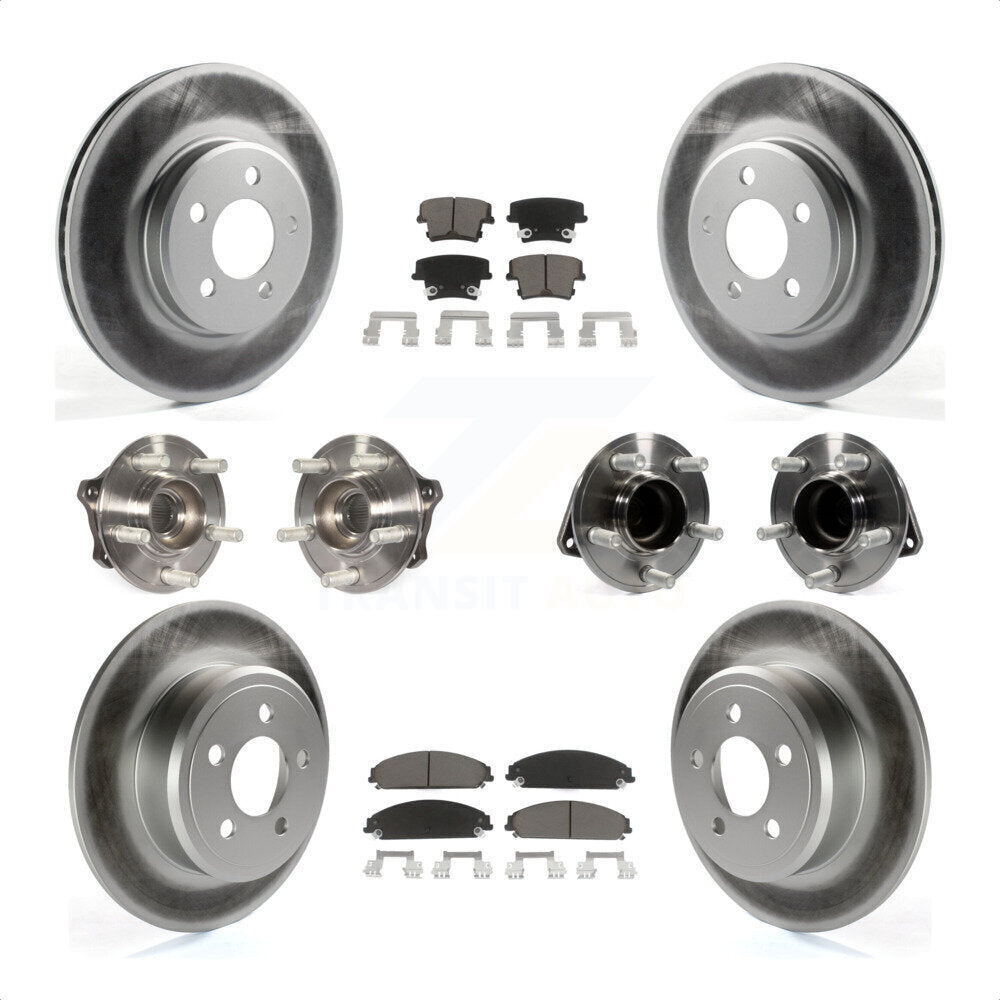 Front Rear Hub Bearings Assembly Coated Disc Brake Rotors And Ceramic Pads Kit (10Pc) For 2019-2020 Chrysler 300 RWD with 5.7L KBB-120897 by Transit Auto