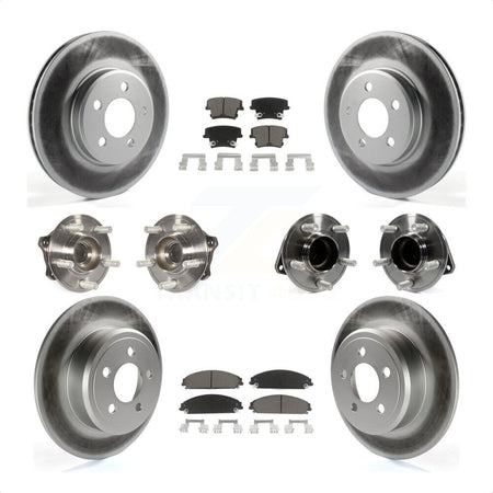 Front Rear Hub Bearings Assembly Coated Disc Brake Rotors And Ceramic Pads Kit (10Pc) For 2019-2020 Chrysler 300 RWD with 5.7L KBB-120897 by Transit Auto