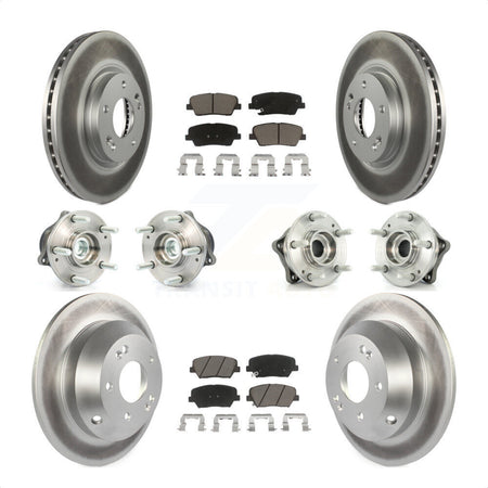 Front Rear Hub Bearings Assembly Coated Disc Brake Rotors And Ceramic Pads Kit (10Pc) For Kia Sorento Hyundai Santa Fe With ABS Brakes FWD KBB-120900 by Transit Auto