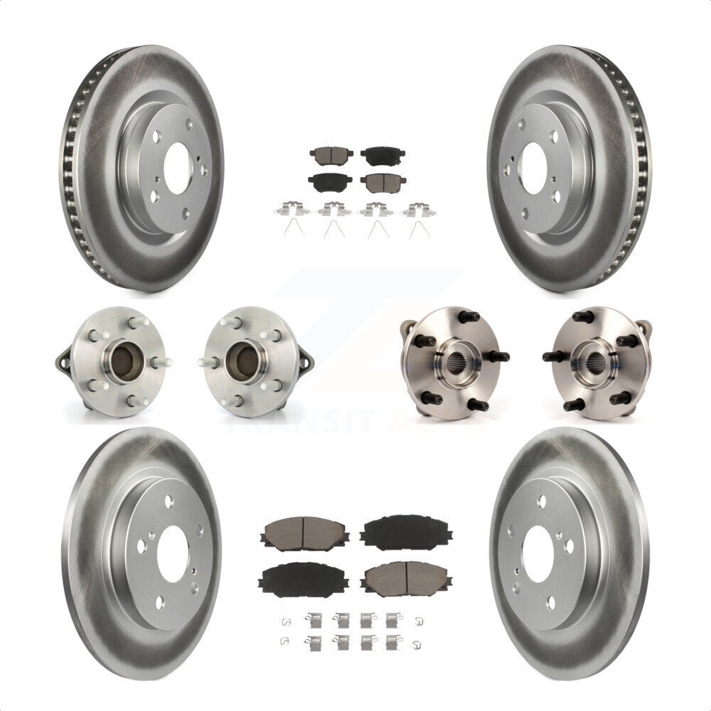 Front Rear Hub Bearings Assembly Coated Disc Brake Rotors And Ceramic Pads Kit (10Pc) For 2017-2018 Toyota Corolla iM KBB-120927 by Transit Auto