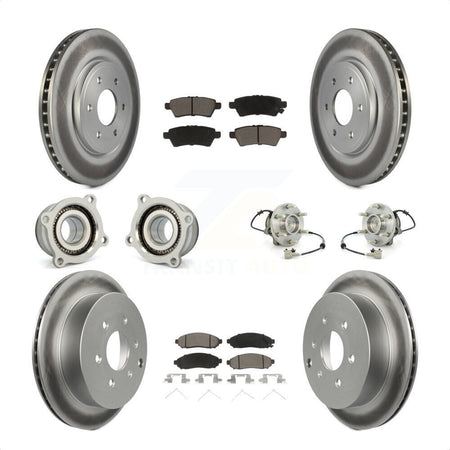 Front Rear Hub Bearings Assembly Coated Disc Brake Rotors And Ceramic Pads Kit (10Pc) For 2006-2007 Nissan Xterra RWD with Automatic transmission KBB-120928 by Transit Auto