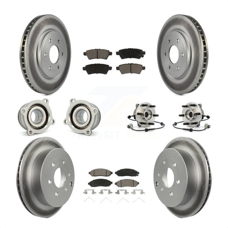 Front Rear Hub Bearings Assembly Coated Disc Brake Rotors And Ceramic Pads Kit (10Pc) For 2006-2007 Nissan Xterra 4WD with Automatic transmission KBB-120929 by Transit Auto