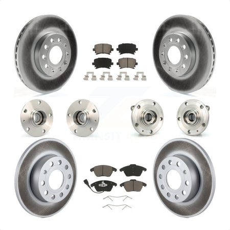 Front Rear Hub Bearings Assembly Coated Disc Brake Rotors And Ceramic Pads Kit (10Pc) For 2006-2009 Volkswagen Rabbit 4 Bolt Mounting Flange KBB-120933 by Transit Auto