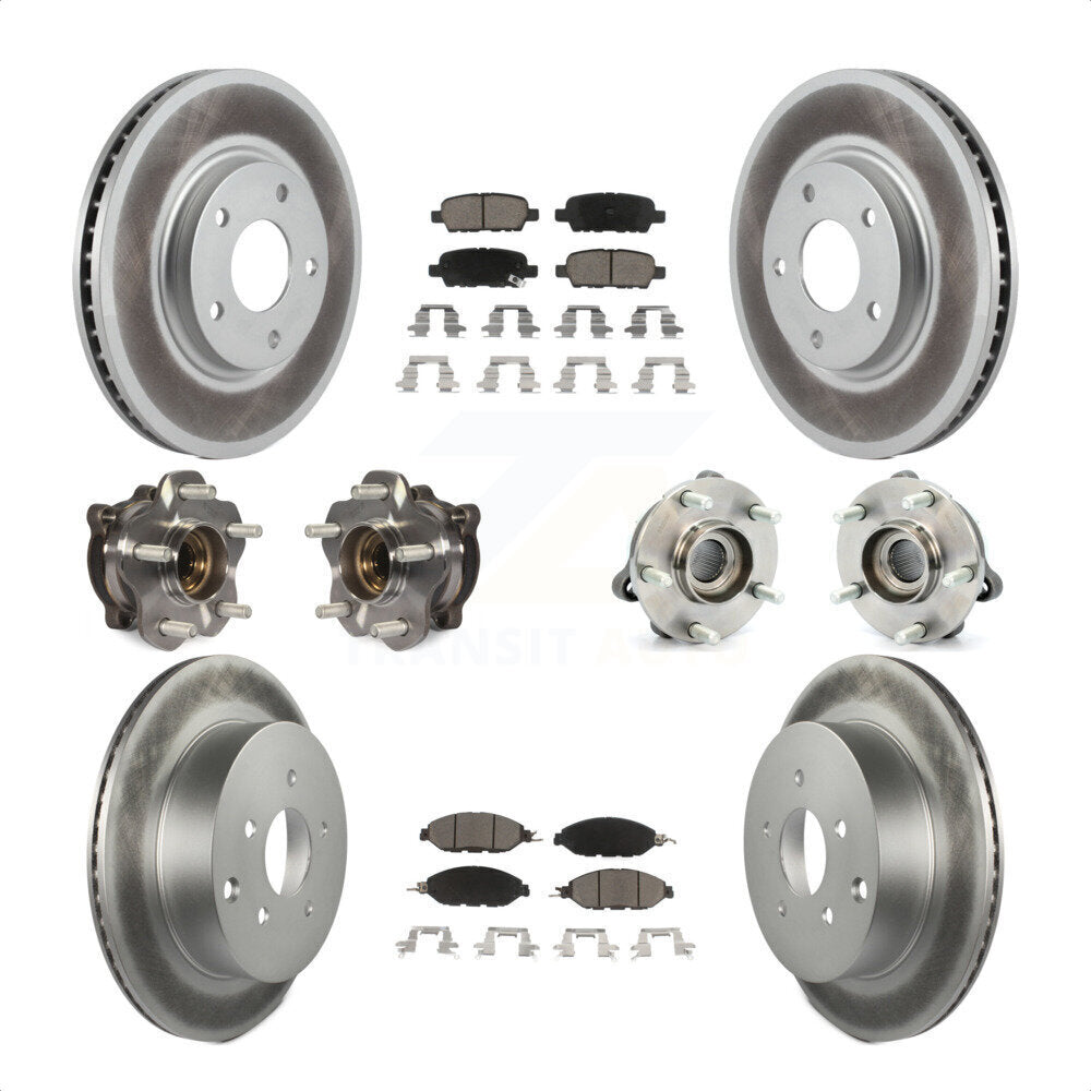 Front Rear Hub Bearings Assembly Coated Disc Brake Rotors And Ceramic Pads Kit (10Pc) For 2016 Nissan Pathfinder 4WD From 11 15 KBB-120958 by Transit Auto