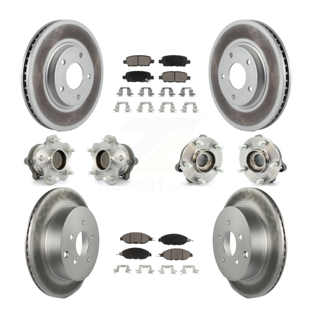Front Rear Hub Bearings Assembly Coated Disc Brake Rotors And Ceramic Pads Kit (10Pc) For 2016 Nissan Pathfinder FWD From 11 15 KBB-120959 by Transit Auto