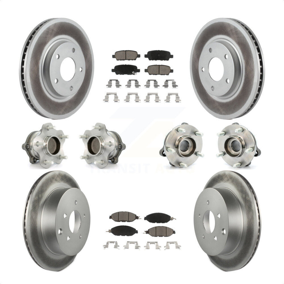 Front Rear Hub Bearings Assembly Coated Disc Brake Rotors And Ceramic Pads Kit (10Pc) For 2016 Nissan Pathfinder FWD From 11 15 KBB-120959 by Transit Auto