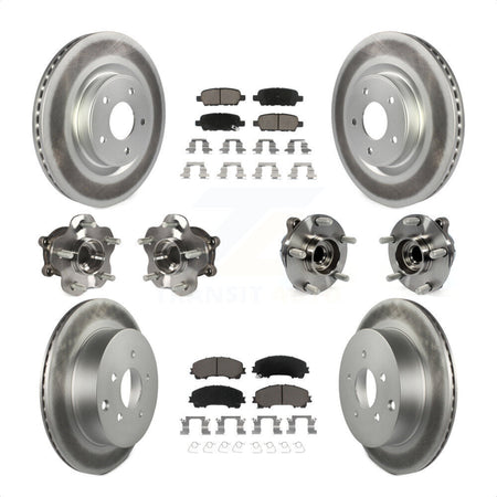 Front Rear Hub Bearings Assembly Coated Disc Brake Rotors And Ceramic Pads Kit (10Pc) For INFINITI Q50 Base Premium with RWD KBB-120970 by Transit Auto