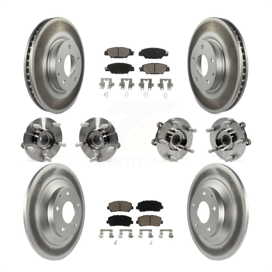 Front Rear Hub Bearings Assembly Coated Disc Brake Rotors And Ceramic Pads Kit (10Pc) For 2015 Mazda CX-5 AWD With Electric Parking KBB-121005 by Transit Auto