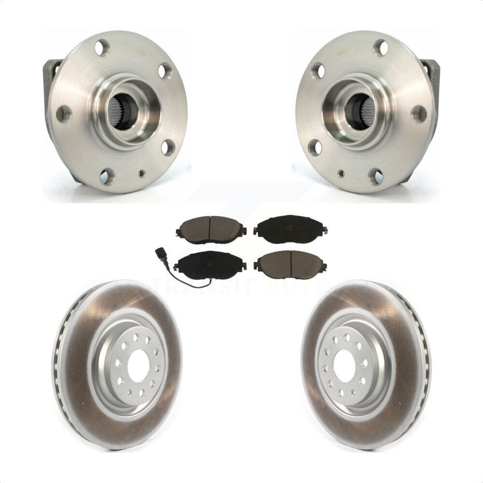 Front Hub Bearing Assembly With Coated Disc Brake Rotors And Ceramic Pads Kit For Volkswagen Golf R Audi S3 KBB-121040 by Transit Auto