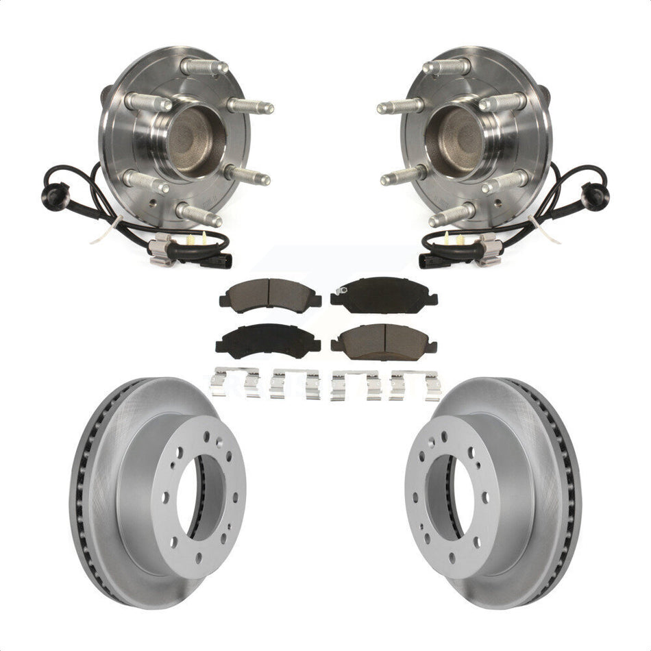 Front Hub Bearing Assembly With Coated Disc Brake Rotors And Ceramic Pads Kit For 2018-2019 Chevrolet Suburban RWD 8 Lug Wheels KBB-121058 by Transit Auto