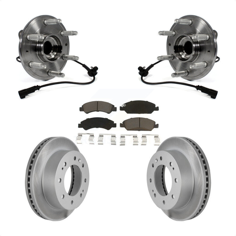 Front Hub Bearing Assembly With Coated Disc Brake Rotors And Ceramic Pads Kit For Chevrolet Suburban 4WD KBB-121059 by Transit Auto