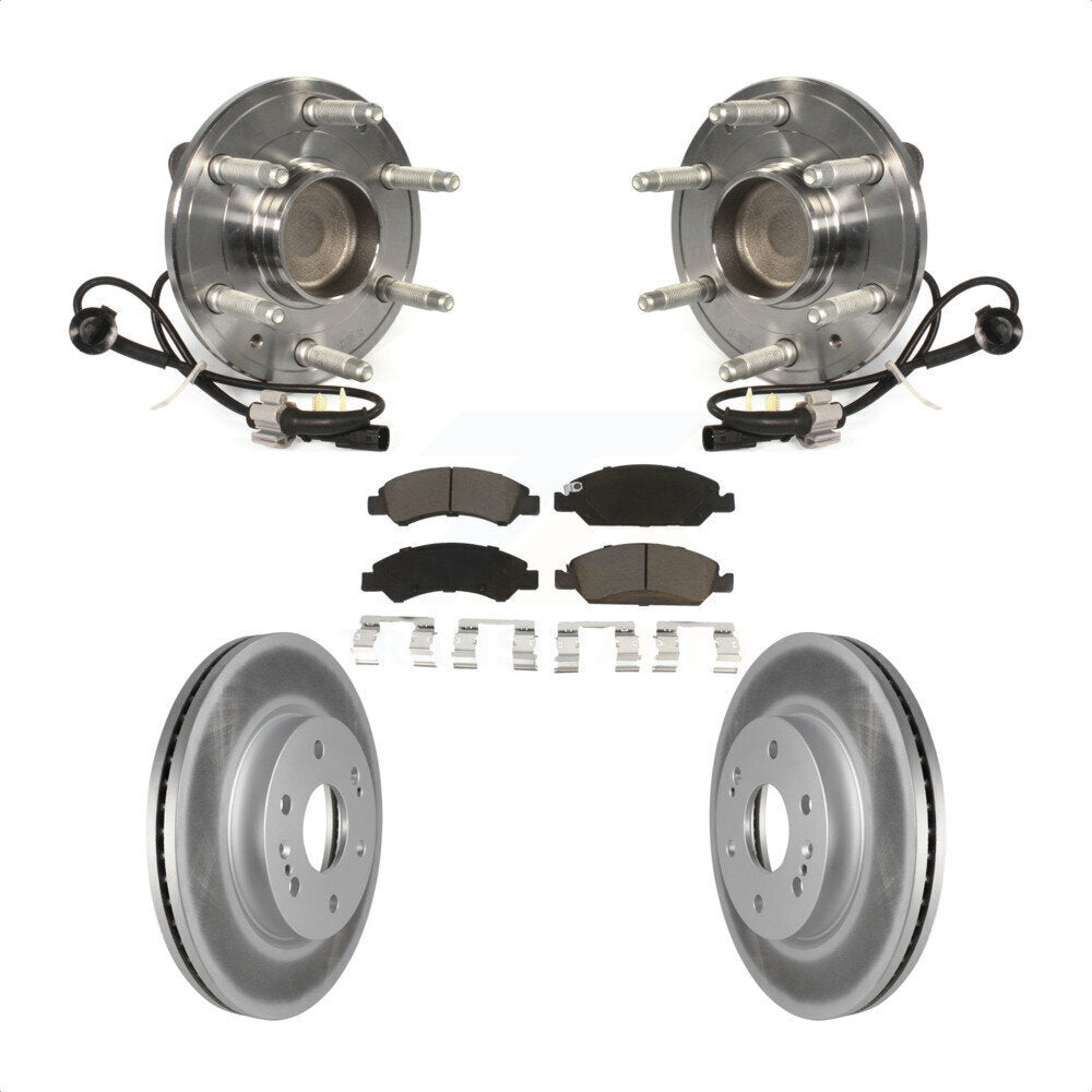 Front Hub Bearing Assembly With Coated Disc Brake Rotors And Ceramic Pads Kit For 2019 Chevrolet Silverado 1500 LD RWD 4 Piston Caliper KBB-121064 by Transit Auto