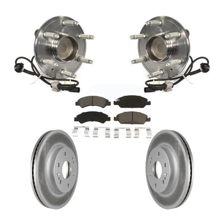 Front Hub Bearing Assembly With Coated Disc Brake Rotors And Ceramic Pads Kit For 2019 Chevrolet Silverado 1500 LD RWD 4 Piston Caliper KBB-121064 by Transit Auto