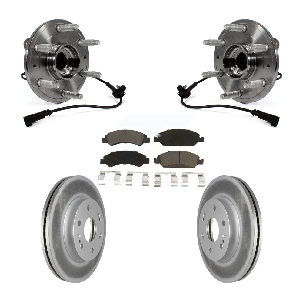 Front Hub Bearing Assembly With Coated Disc Brake Rotors And Ceramic Pads Kit For 2019 Chevrolet Silverado 1500 LD 4WD 4 Piston Caliper KBB-121065 by Transit Auto