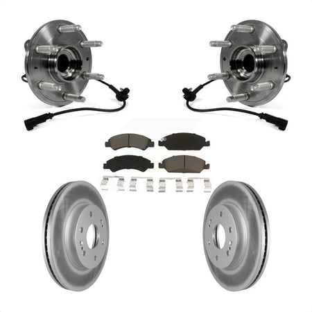 Front Hub Bearing Assembly With Coated Disc Brake Rotors And Ceramic Pads Kit For 2019 Chevrolet Silverado 1500 LD 4WD 4 Piston Caliper KBB-121065 by Transit Auto