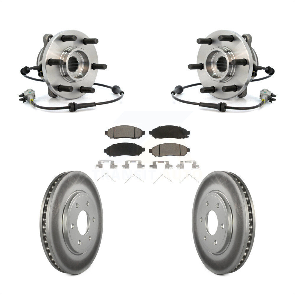 Front Hub Bearing Assembly With Coated Disc Brake Rotors And Ceramic Pads Kit For Nissan Frontier 4WD with 2.5L KBB-121095 by Transit Auto