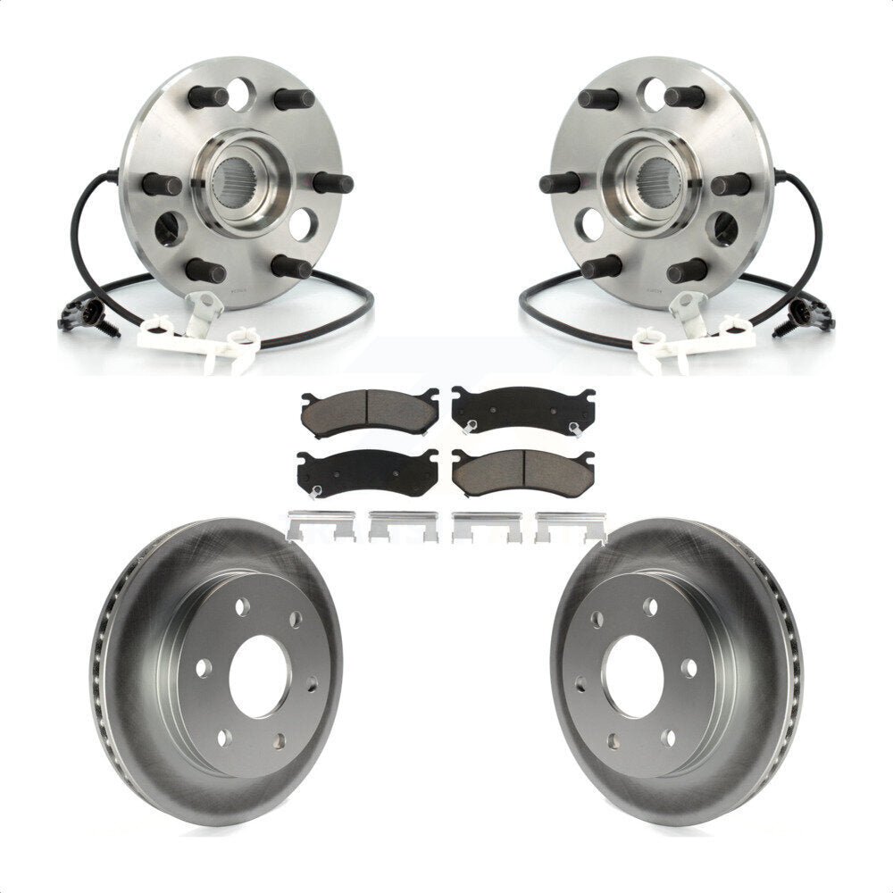 Front Hub Bearing Assembly With Coated Disc Brake Rotors And Ceramic Pads Kit For 2000 Chevrolet Tahoe Z71 with 4WD Rear Brakes KBB-121121 by Transit Auto