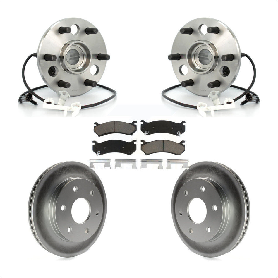Front Hub Bearing Assembly With Coated Disc Brake Rotors And Ceramic Pads Kit For 2000 Chevrolet Tahoe Z71 with 4WD Rear Brakes KBB-121121 by Transit Auto