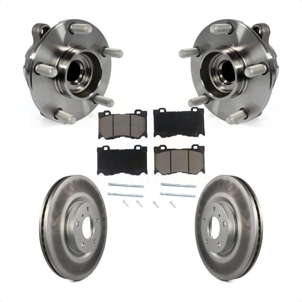 Front Hub Bearing Assembly With Coated Disc Brake Rotors And Ceramic Pads Kit For 2017-2018 INFINITI Q70 Hybrid with RWD Sport Package KBB-121276 by Transit Auto