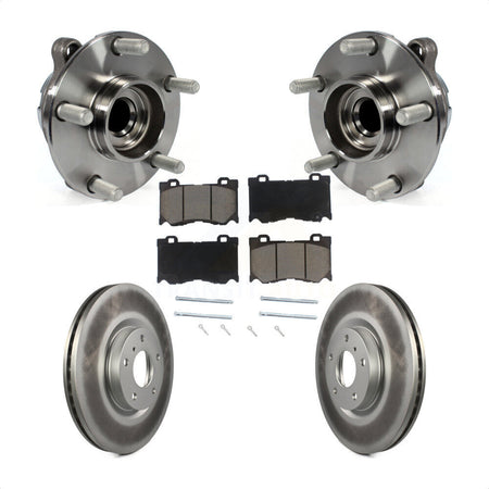 Front Hub Bearing Assembly With Coated Disc Brake Rotors And Ceramic Pads Kit For 2017-2018 INFINITI Q70 Hybrid with RWD Sport Package KBB-121276 by Transit Auto
