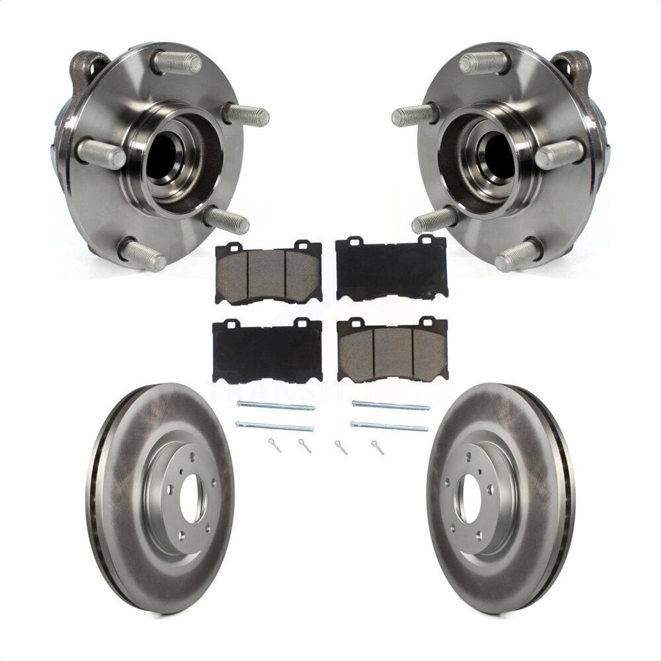 Front Hub Bearing Assembly With Coated Disc Brake Rotors And Ceramic Pads Kit For 2017-2018 INFINITI Q70 Hybrid with RWD Sport Package KBB-121276 by Transit Auto