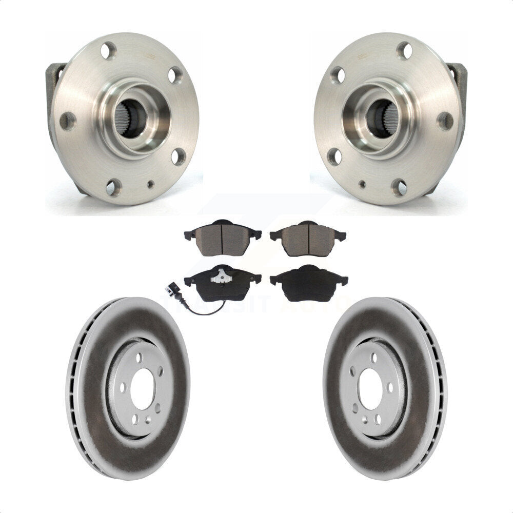 Front Hub Bearing Assembly With Coated Disc Brake Rotors And Ceramic Pads Kit For 2006 Volkswagen Golf 1.8L KBB-121343 by Transit Auto
