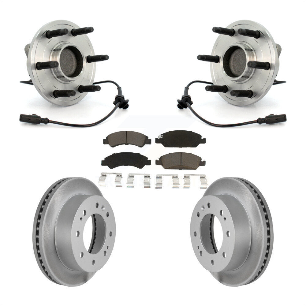Front Hub Bearing Assembly With Coated Disc Brake Rotors And Ceramic Pads Kit For 2011 Chevrolet Silverado 1500 Hybrid with RWD KBB-121361 by Transit Auto