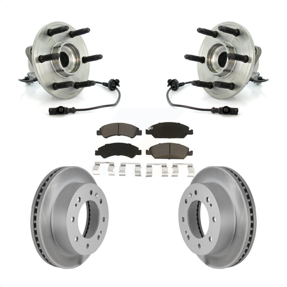 Front Hub Bearing Assembly With Coated Disc Brake Rotors And Ceramic Pads Kit For 2011 Chevrolet Silverado 1500 Hybrid with 4WD KBB-121362 by Transit Auto