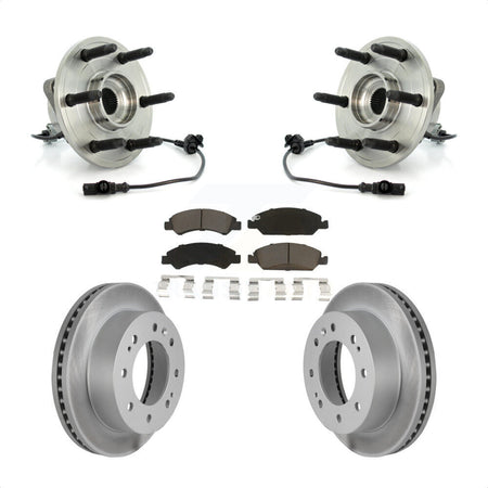 Front Hub Bearing Assembly With Coated Disc Brake Rotors And Ceramic Pads Kit For 2011 Chevrolet Silverado 1500 Hybrid with 4WD KBB-121362 by Transit Auto