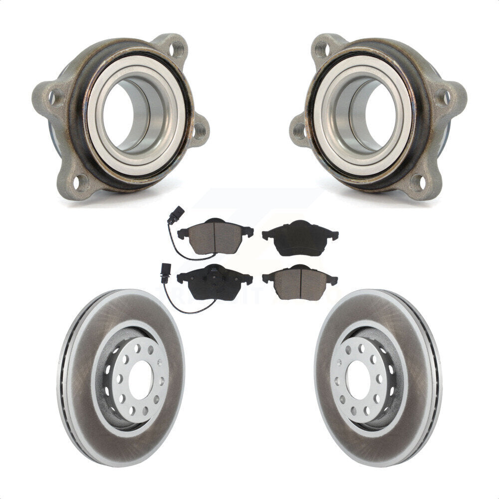 Front Hub Bearing Assembly With Coated Disc Brake Rotors And Ceramic Pads Kit For Audi A4 Quattro A6 S4 S6 KBB-121377 by Transit Auto