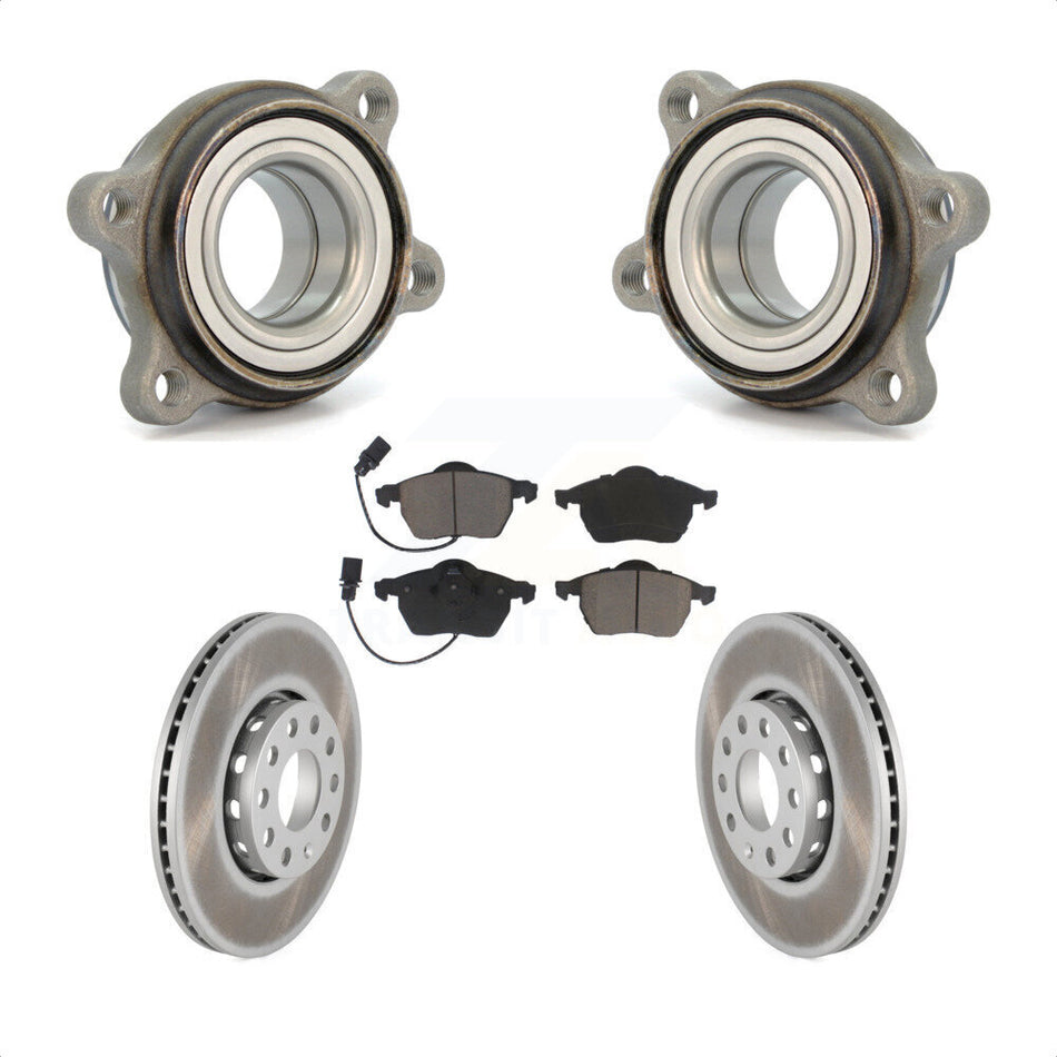 Front Hub Bearing Assembly With Coated Disc Brake Rotors And Ceramic Pads Kit For Audi A4 Quattro A6 288mm Diameter Rotor KBB-121378 by Transit Auto