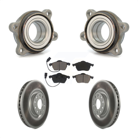 Front Hub Bearing Assembly With Coated Disc Brake Rotors And Ceramic Pads Kit For 2000 Audi A6 Quattro 320mm Diameter Rotor KBB-121379 by Transit Auto