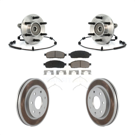 Front Hub Bearing Assembly With Coated Disc Brake Rotors And Ceramic Pads Kit For 2006-2008 Lincoln Mark LT 4WD 7 Lug Wheels KBB-121415 by Transit Auto