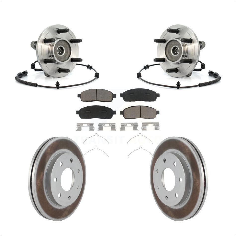 Front Hub Bearing Assembly With Coated Disc Brake Rotors And Ceramic Pads Kit For 2006-2008 Lincoln Mark LT 4WD 7 Lug Wheels KBB-121415 by Transit Auto