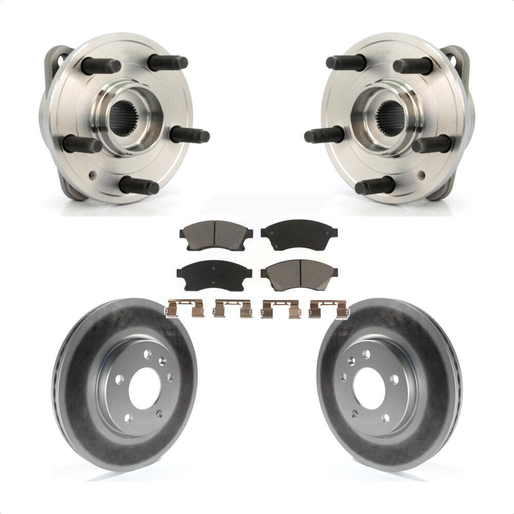 Front Hub Bearing Assembly With Coated Disc Brake Rotors And Ceramic Pads Kit For 2014-2015 Chevrolet Cruze DIESEL engine 15" Factory Wheels KBB-121436 by Transit Auto