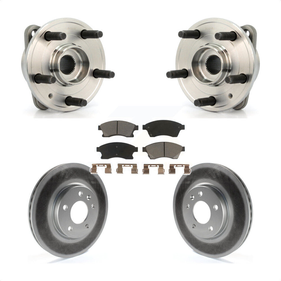 Front Hub Bearing Assembly With Coated Disc Brake Rotors And Ceramic Pads Kit For 2014-2015 Chevrolet Cruze DIESEL engine 15" Factory Wheels KBB-121436 by Transit Auto