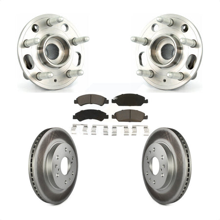 Front Hub Bearing Assembly With Coated Disc Brake Rotors And Ceramic Pads Kit For Cadillac XTS 6 Lug Wheels Heavy Duty Brakes KBB-121468 by Transit Auto
