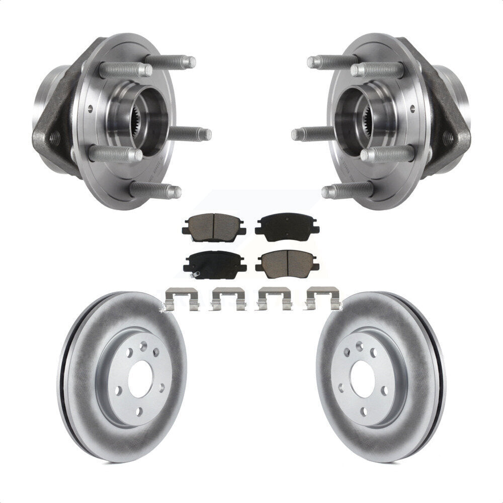 Front Hub Bearing Assembly With Coated Disc Brake Rotors And Ceramic Pads Kit For 2016-2019 Chevrolet Cruze KBB-121496 by Transit Auto